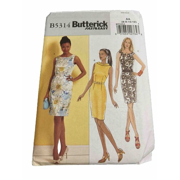Butterick Other - Butterick Easy Sewing Pattern #B5314, Size AA (6-8-10-12), Misses'  Dress & Belt